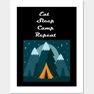 Eat Sleep Camp Repeat Posters and Art